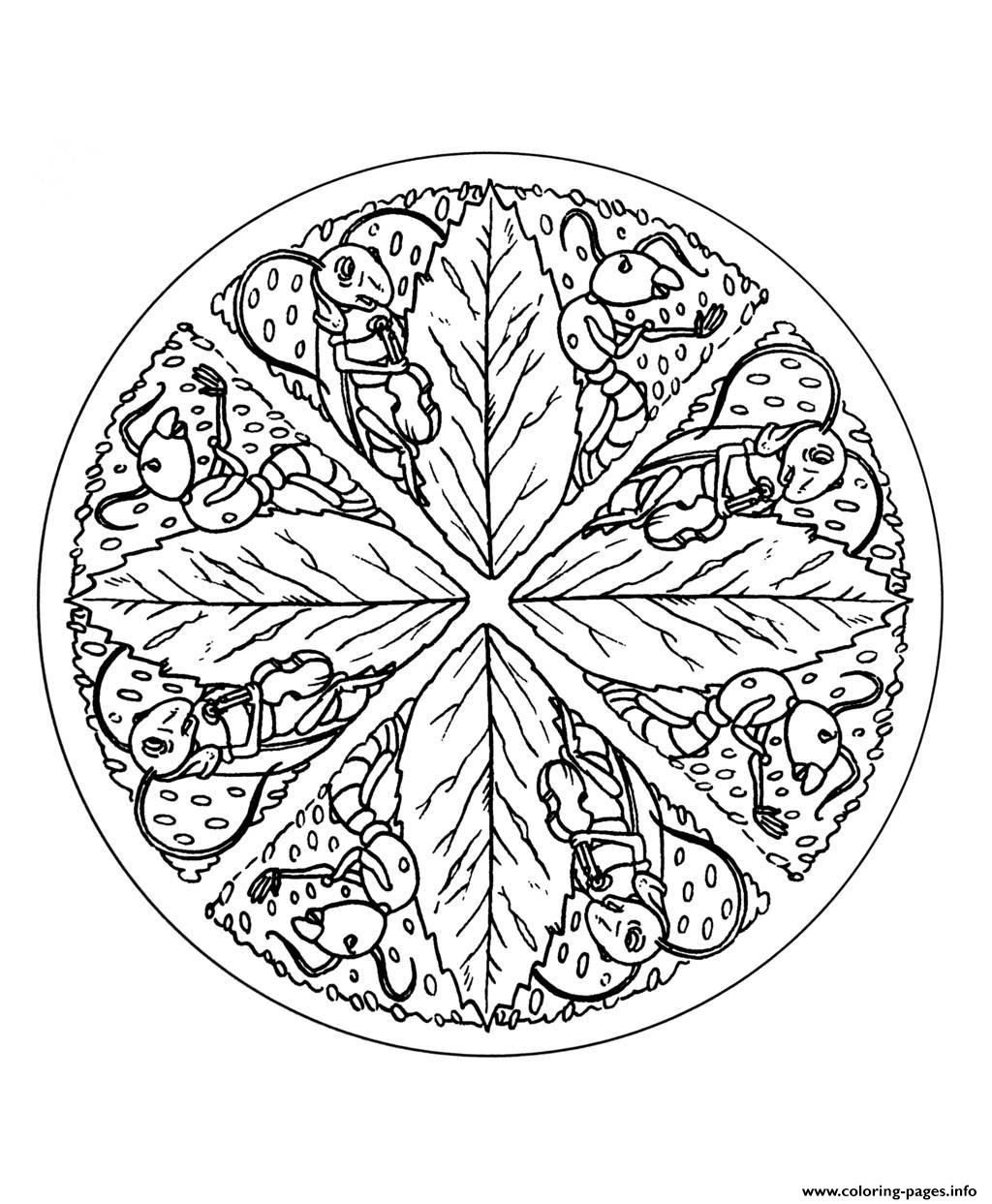 Free Mandala To Color Leaves  coloring